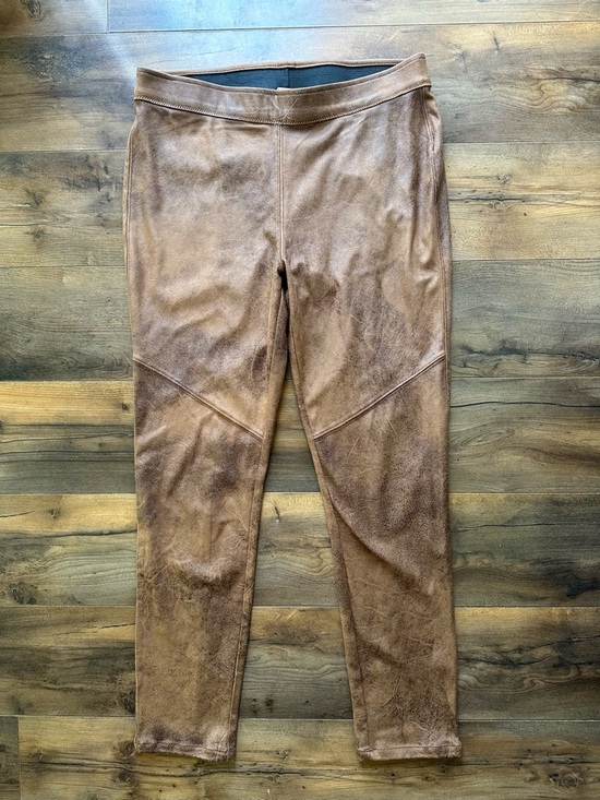Free People Pants - Free People Faux Suede Leather Leggings Brown Boho Moto Stretch